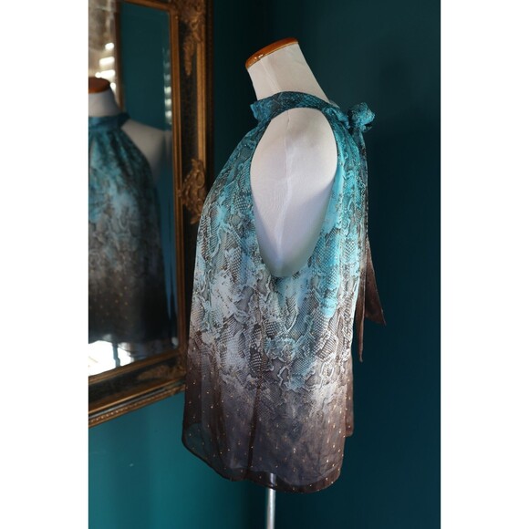 Monograph Y2K Style Snake Print Halter Ombre Sheer Top Glitter Mob Wife Size 2 - Picture 3 of 11